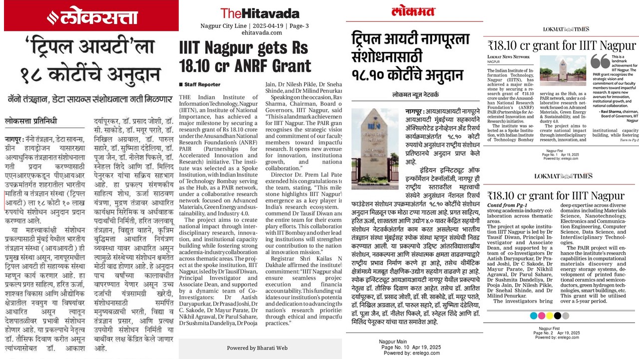 IIIT Nagpur Secures ₹18.10 Crore ANRF Grant under PAIR Program in Collaboration with IIT Bombay